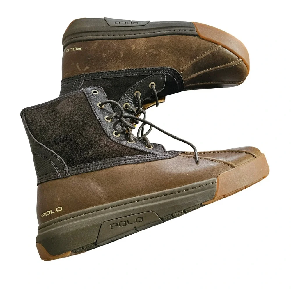 Polo Ralph Lauren Declan Men Brown Leather Duck Boots RLite Cushioning 11D 14557
